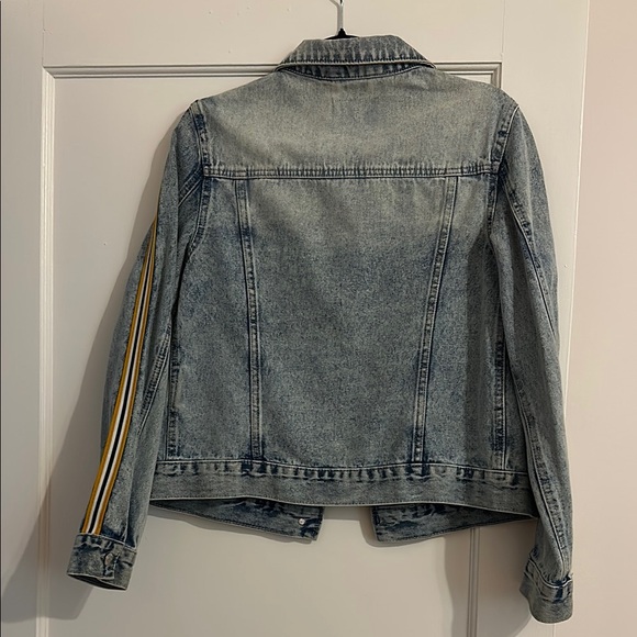 Denim Jacket with Striped Sleeves - Picture 3 of 3